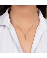 Bling Jewelry Minimalist Heart Shape Cubic Zirconia Cz Tip Arrow Pendant Necklace Sterling Silver