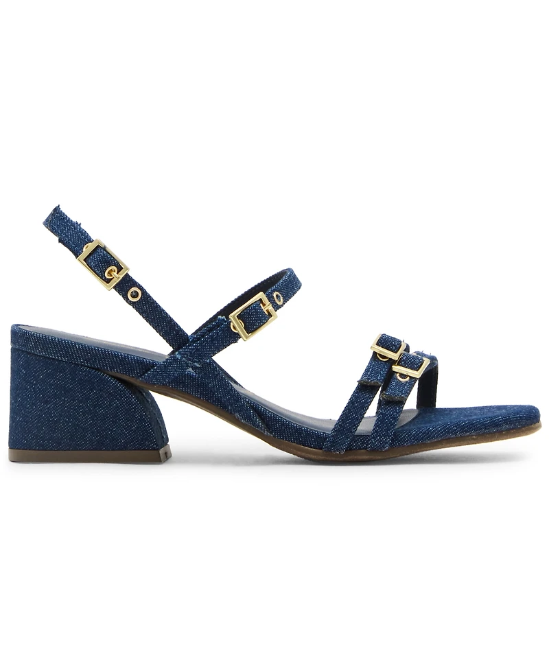 Anne Klein Women's Mackenzie Strappy Buckle Block Heel Dress Sandals