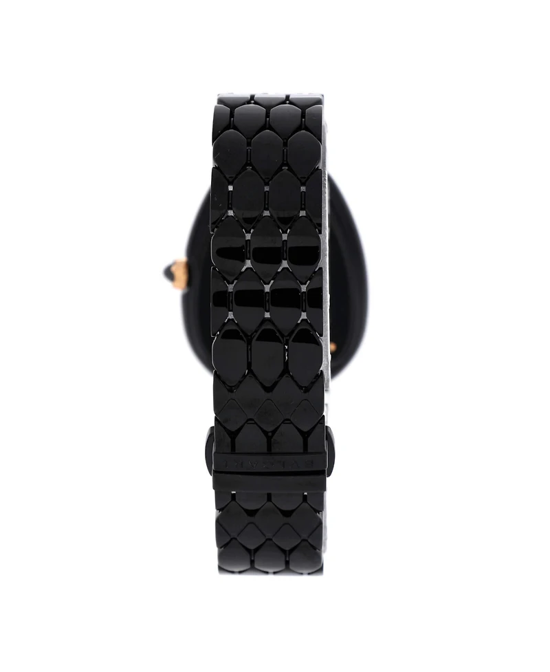 Pre-Owned Bvlgari Serpenti Seduttori Quartz Watch in Ceramic and Rose Gold with Diamond Bezel 25mm