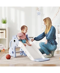 Qaba Kids Slide with Climber and Basketball Hoop, 3-in-1 Baby Slide,