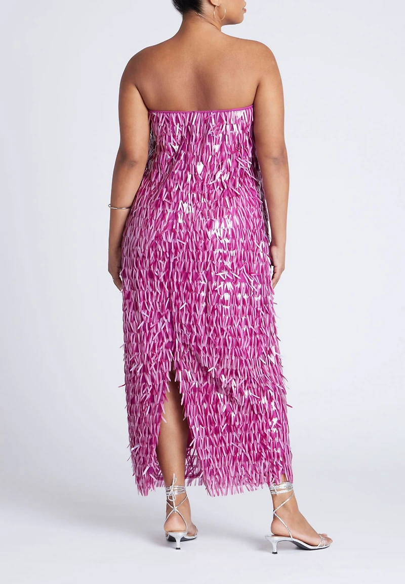 Eloquii Women's Plus Twist Neck Lame Maxi Dress