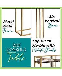 Kings Brand Furniture Modern Sofa Console Table with Faux Marble Storage Shelf & Gold Metal Frame for Hallway, Bedroom, Living Room, Foyer