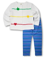 Florence Eiseman Toddler Girls Knit Cardigan With Apple, Star, & Heart