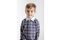 Florence Eiseman Plaid Knit Long Sleeve Polo