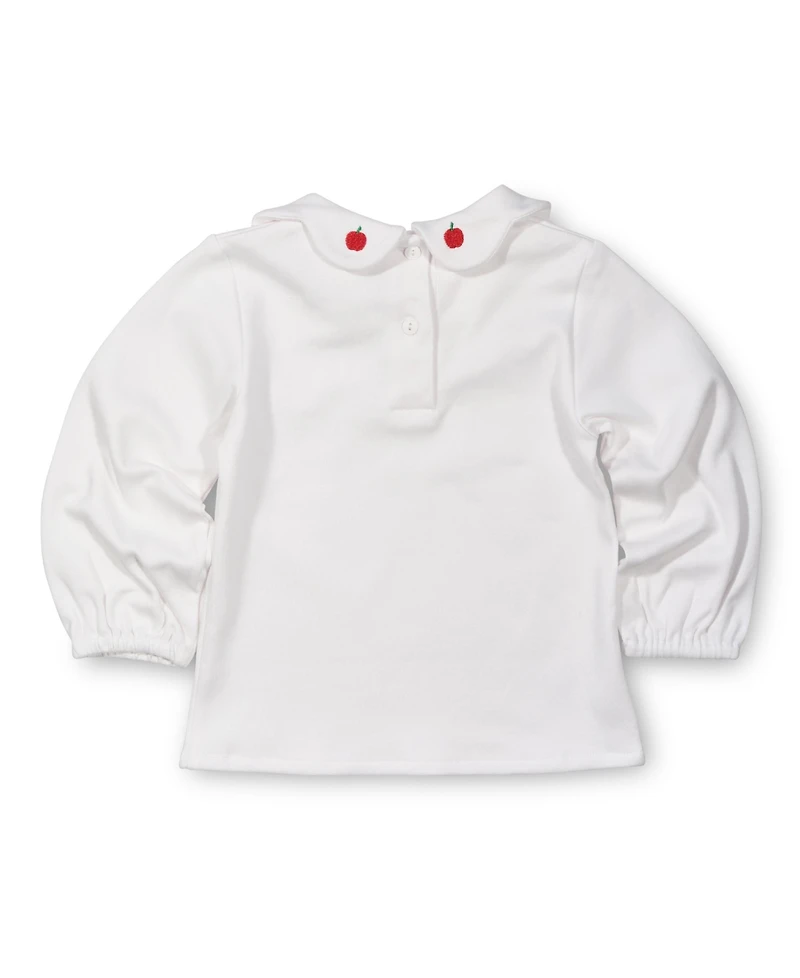 Florence Eiseman Toddler Girls White Knit Blouse With Embroidered Apples
