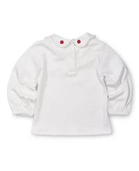 Florence Eiseman Toddler Girls White Knit Blouse With Embroidered Apples