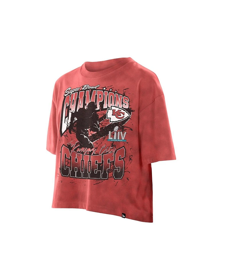 New Era Women's Red Kansas City Chiefs Cropped Boxy Sport Classics Mineral Wash T-Shirt