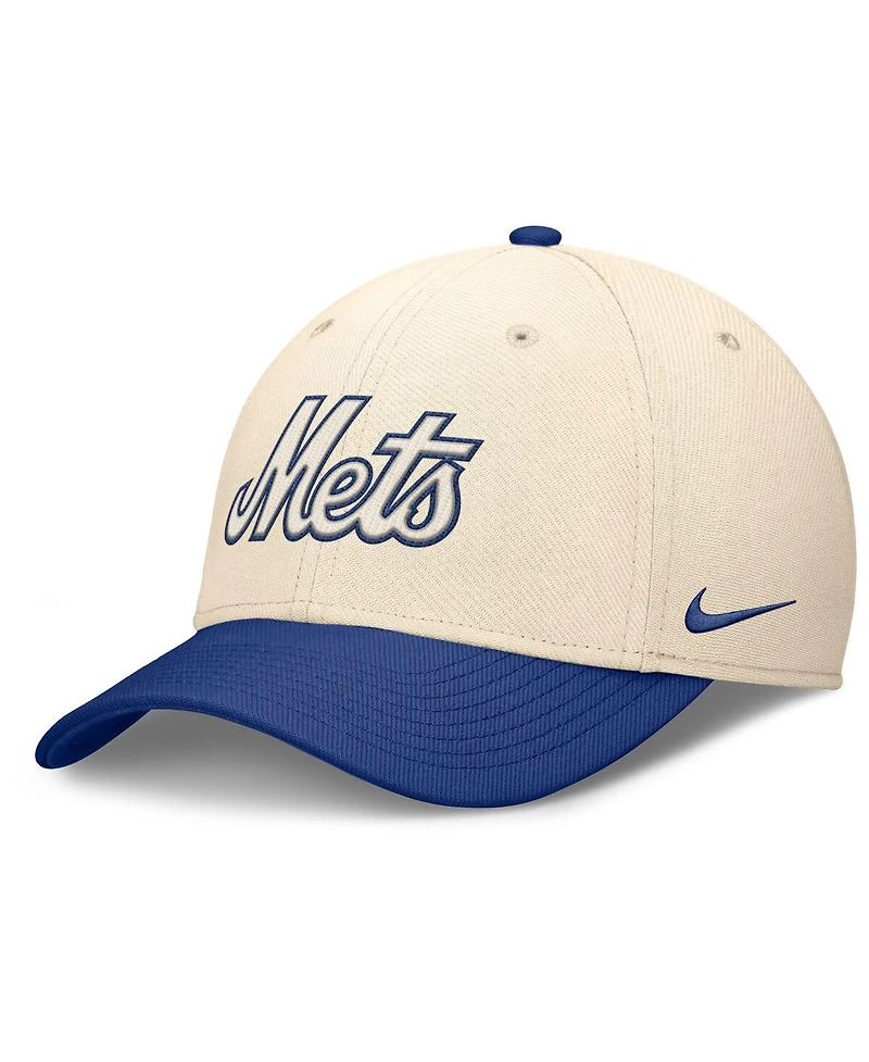 Nike Men's Natural/Royal New York Mets Statement Rise Performance Flex Hat