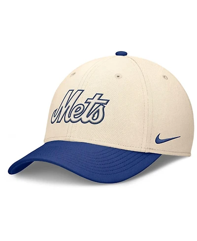 Nike Men's Natural/Royal New York Mets Statement Rise Performance Flex Hat