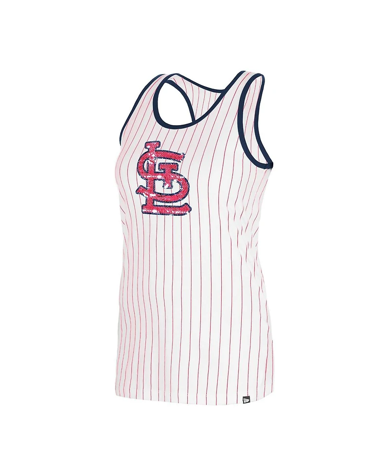 New Era Women's White St. Louis Cardinals Gameday Pinstripe Tank Top
