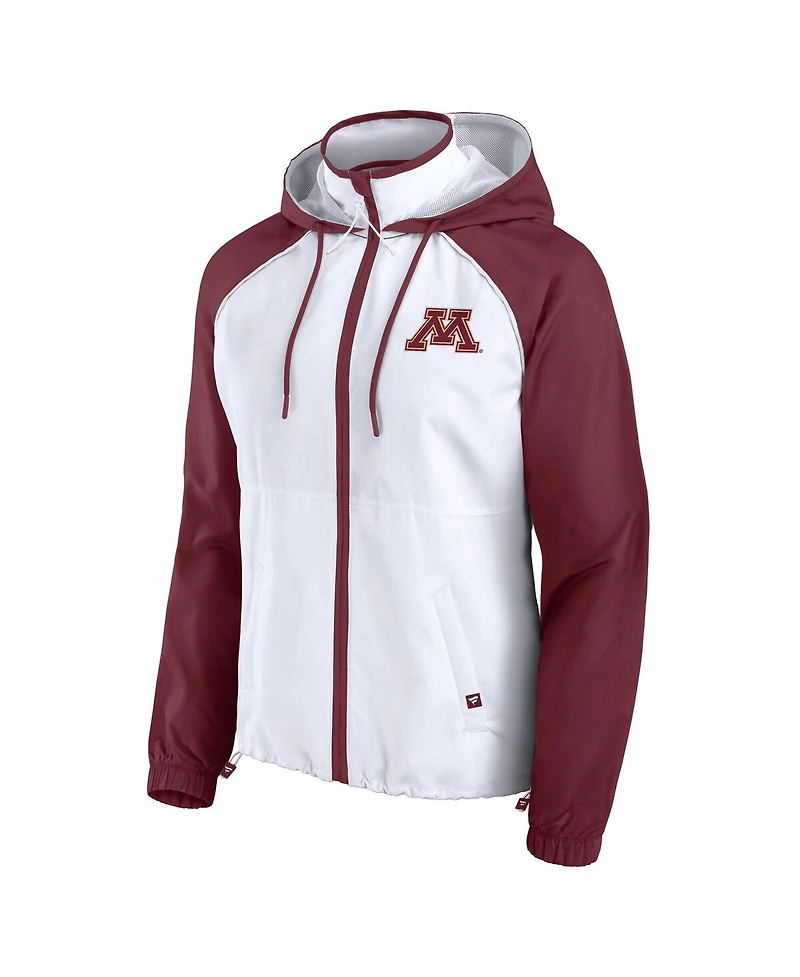 Fanatics Women's White Minnesota Golden Gophers Full-Zip Anorak Hoodie Jacket