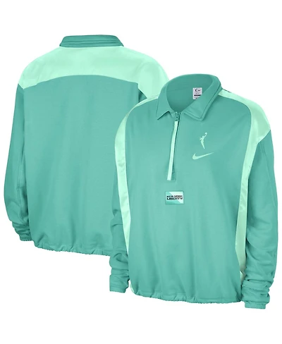 Nike Women's Mint New York Liberty Basketball Fleece Quarter-Zip Performance Pullover