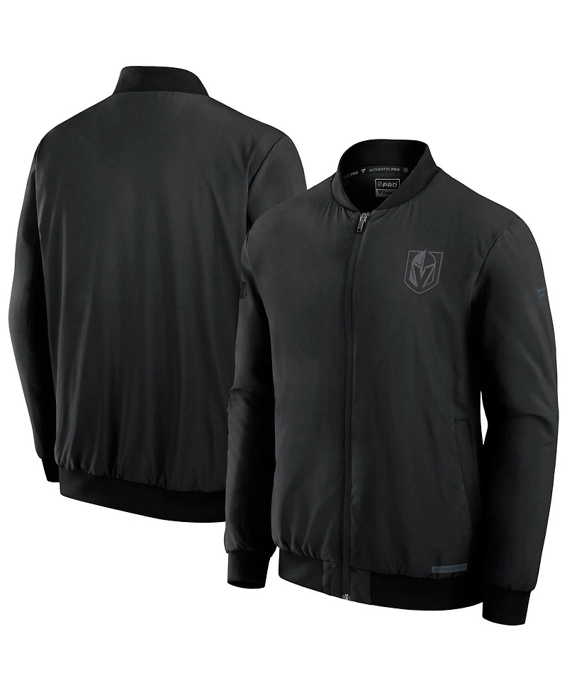 Fanatics Men's Black Vegas Golden Knights Authentic Pro Road Full-Zip Bomber Jacket