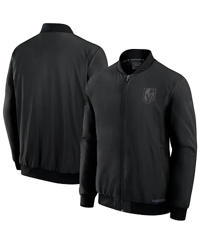 Fanatics Men's Black Vegas Golden Knights Authentic Pro Road Full-Zip Bomber Jacket