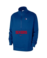 Nike Men's Blue Philadelphia 76ers Courtside Club Half-Zip Jacket