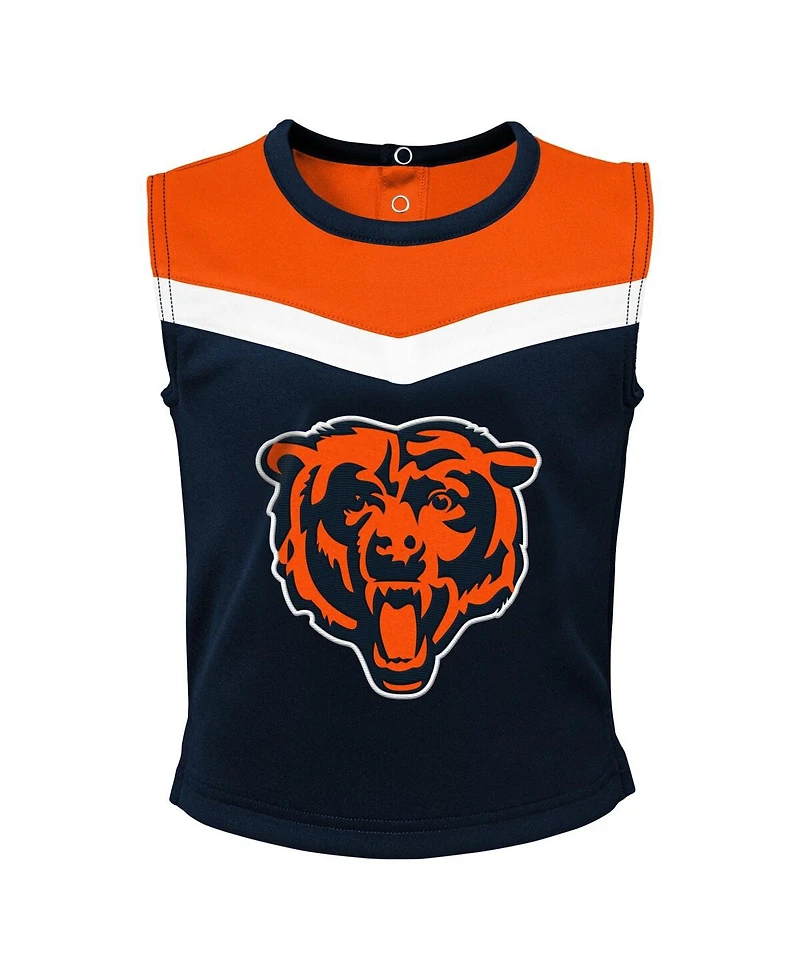 Outerstuff Girls Toddler Navy Chicago Bears Spirit Cheer 3-Piece Cheerleader Set with Bloomers
