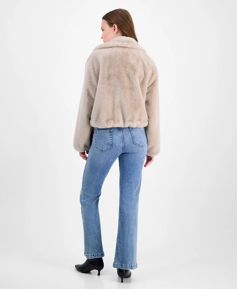 CeCe Petite Zip-Front Faux-Fur Bomber Jacket