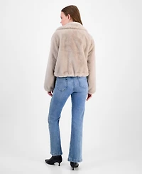 CeCe Petite Zip-Front Faux-Fur Bomber Jacket