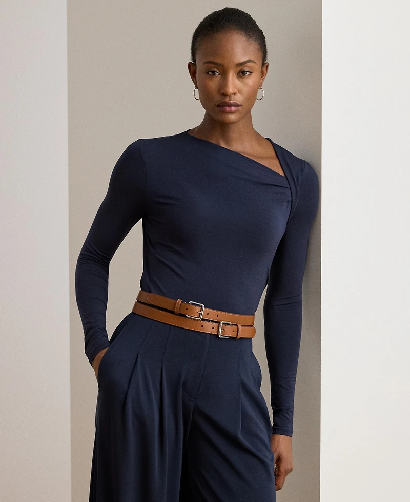 Lauren Ralph Women's Stretch Jersey Asymmetrical Top