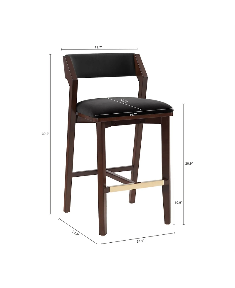 Manhattan Comfort Patricia 39.2" Velvet Upholstered Barstool