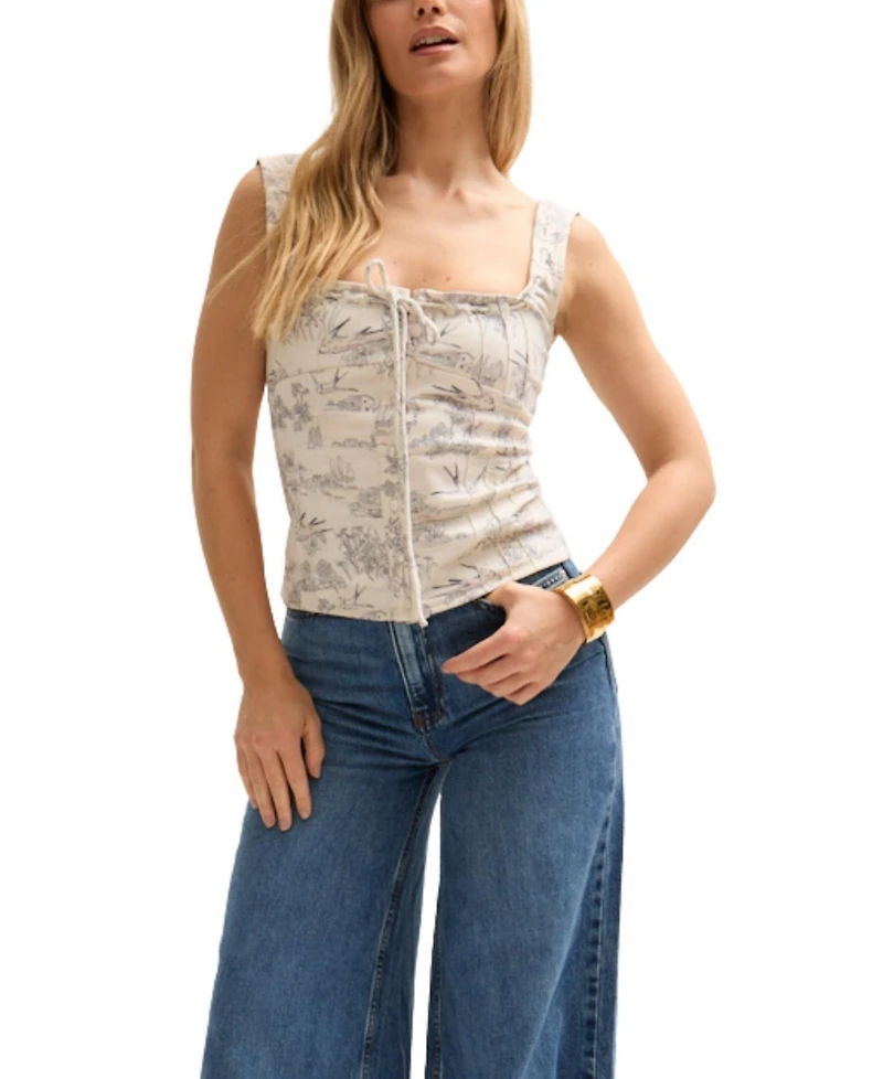 Lily and Lionel London Women's Hilda Corset Inspired Josephine Print Blouse
