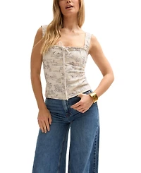 Lily and Lionel London Women's Hilda Corset Inspired Josephine Print Blouse