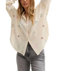 Lily and Lionel London Women's Swallow Crinkle Embroidered Shirt