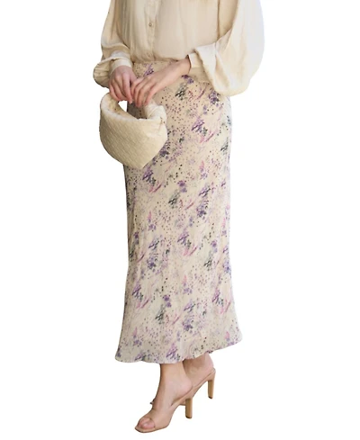 Lily and Lionel London Women's Saint Lace Insert Wonderland Print Midi Skirt