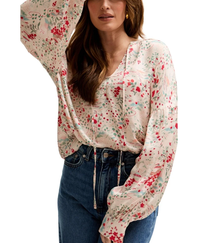 Lily and Lionel London Women's Rosetti Billowy Sleeves Print Blouse