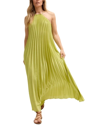 Lily and Lionel London Women's Philomena Halter Neck Pleated Maxi Dress
