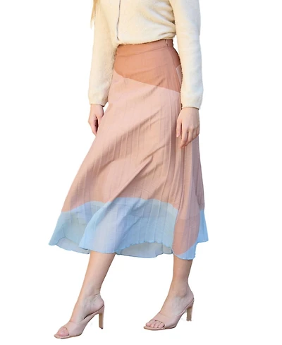 Lily and Lionel London Women's Ladbarn Color Block Pleated Maxi Skirt