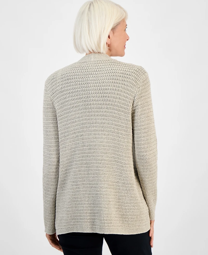 Jones New York Petite Icon Metallic-Knit Cardigan