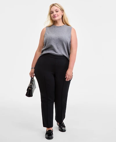 On 34th Women's Solid Ponte Mid-Rise Ankle Pants, Exclusively at Macy's