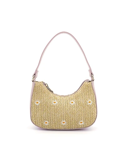 Like Dreams Nyomi Floral Straw Top Handle Shoulder Bag