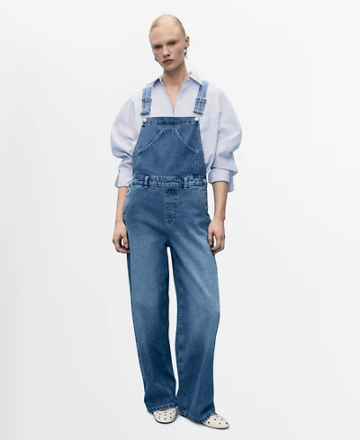 Mango Women's Straight Denim Dungarees