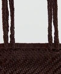 Mango Women's Braided Leather Shoulder Bag