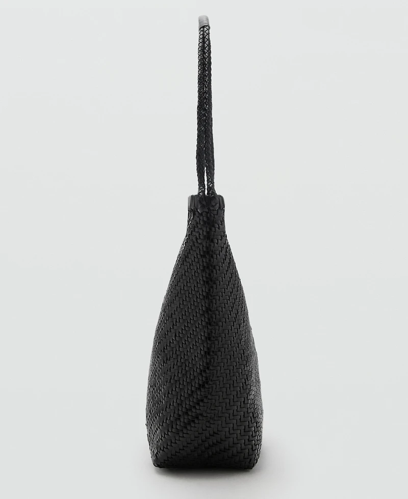 Mango Women's Braided Leather Shoulder Bag