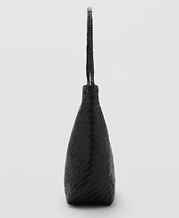 Mango Women's Braided Leather Shoulder Bag