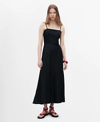 Mango Women's Bow Linen-Blend Dress