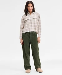 Lucky Brand Women's Plaid Cotton Flannel Button-Front Shirt