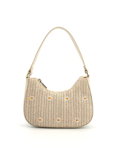 Like Dreams Nyomi Floral Straw Top Handle Shoulder Bag