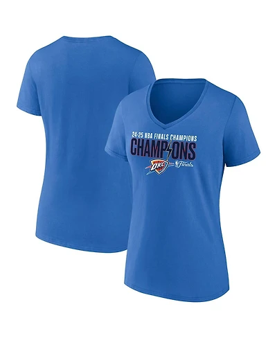 Fanatics Women's Blue Oklahoma City Thunder 2025 Nba Finals Champions Fast Break Hometown V-Neck T-Shirt