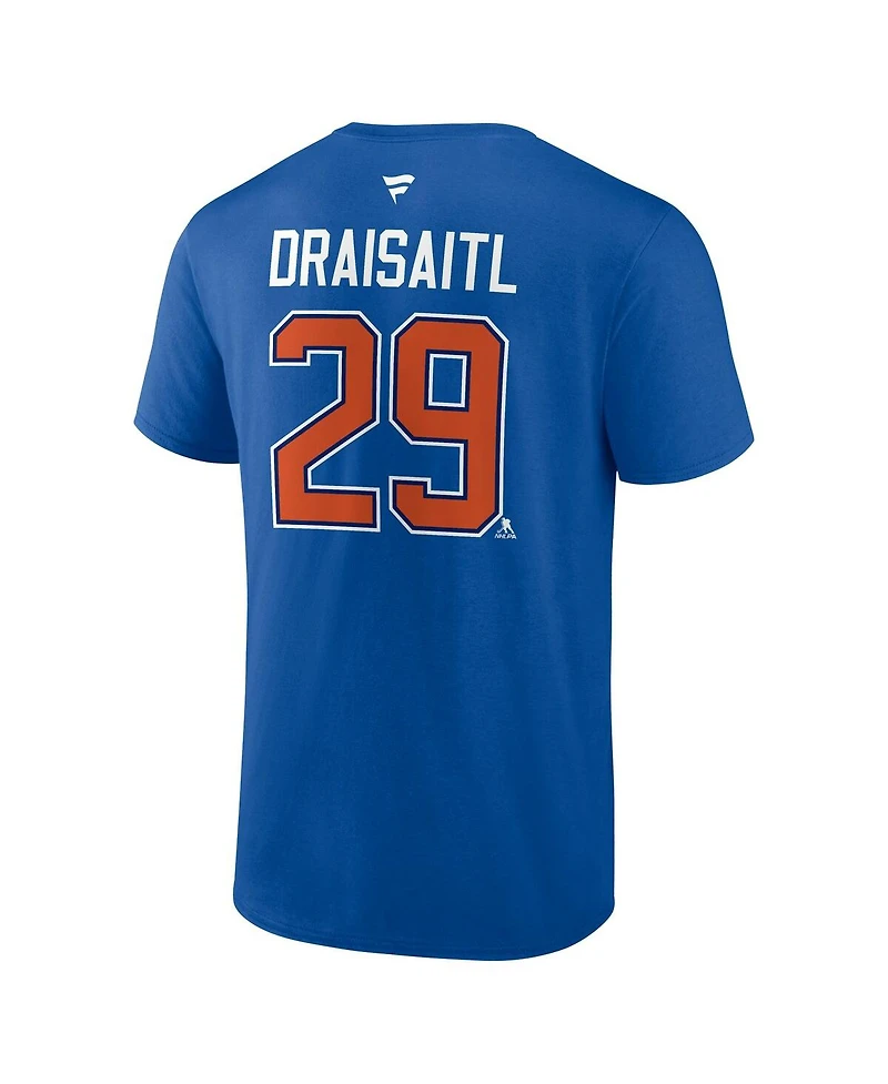 Fanatics Men's Leon Draisaitl Royal Edmonton Oilers Authentic Stack Name Number T-Shirt