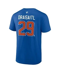 Fanatics Men's Leon Draisaitl Royal Edmonton Oilers Authentic Stack Name Number T-Shirt