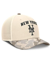 Nike Men's Natural New York Mets Camo Natural Pack Rise Adjustable Trucker Hat