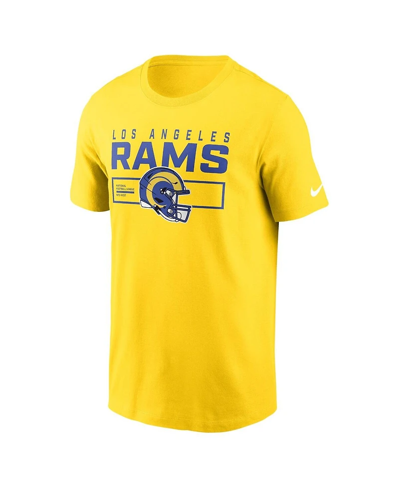 Nike Men's Gold Los Angeles Rams Primetime Helmet Essential T-Shirt