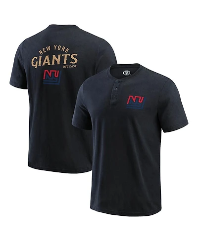 Darius Rucker Collection by Fanatics Men's Black New York Giants Washed Henley T-Shirt