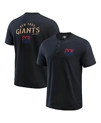Darius Rucker Collection by Fanatics Men's Black New York Giants Washed Henley T-Shirt