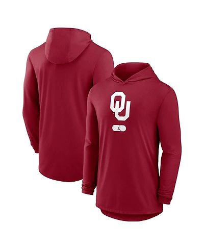 Jordan Men's Crimson Oklahoma Sooners Primetime Tri-Blend Performance Long Sleeve Hoodie T-Shirt