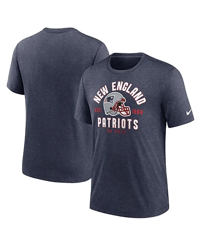 Nike Men's Heather Navy New England Patriots Helmet Tri-Blend T-Shirt